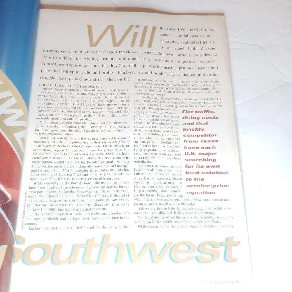 Air Transport World Magazine - November 1993 Southwest Airlines Edition